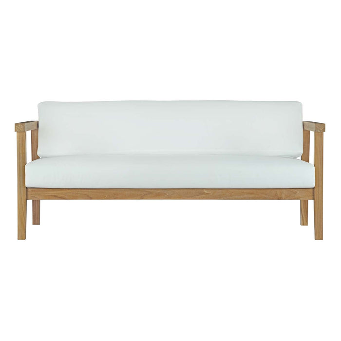 Bayport Outdoor Patio Teak Sofa - in lifestyle setting