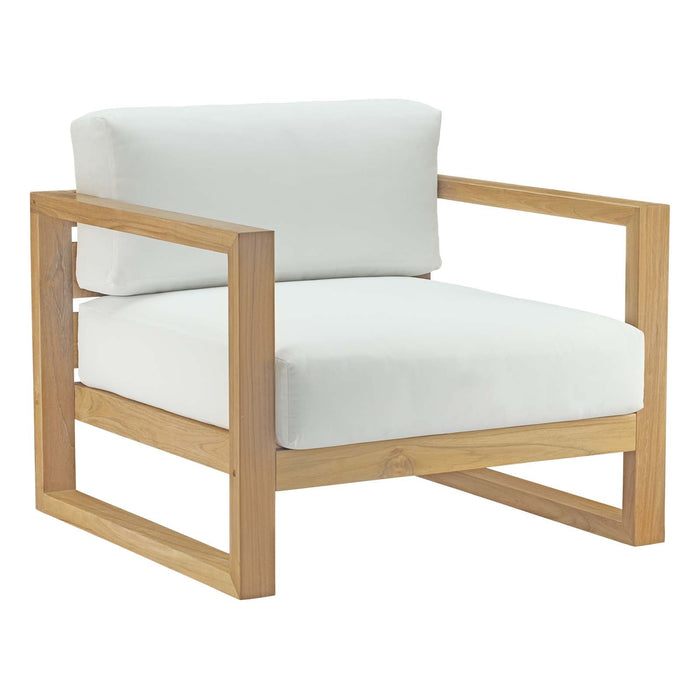 Upland Outdoor Patio Teak Armchair EEI-2706-NAT-WHI