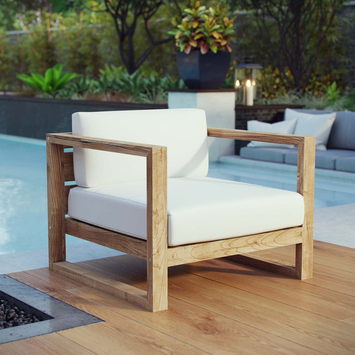 Upland Modern Teak Armchair - Weather-Resistant Outdoor Seating for Patios, Balconies & Gardens