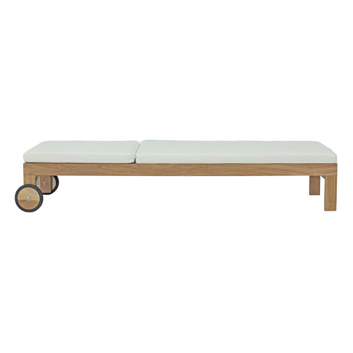 Upland Outdoor Patio Teak Chaise - in lifestyle setting