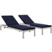 Shore 3 Piece Outdoor Patio Aluminum Chaise with Cushions - alternate angle view