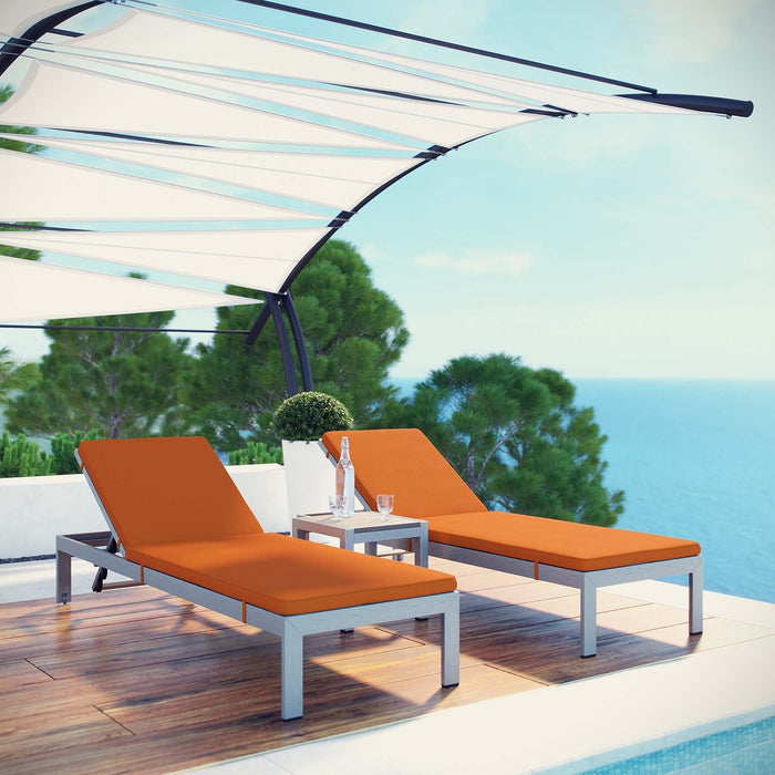 Shore 3 Piece Outdoor Patio Aluminum Chaise with Cushions - view 9