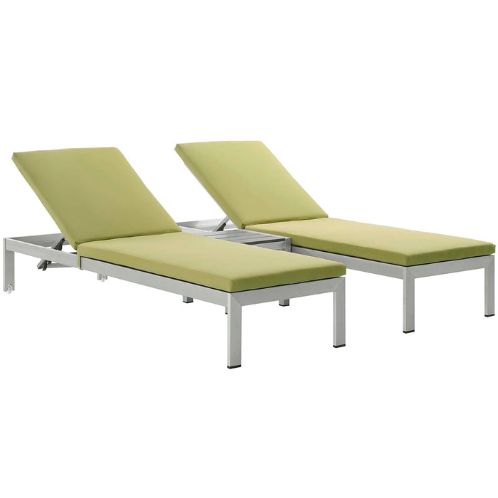 Shore 3 Piece Outdoor Patio Aluminum Chaise with Cushions - view 18