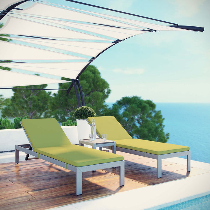 Shore 3 Piece Outdoor Patio Aluminum Chaise with Cushions - view 17