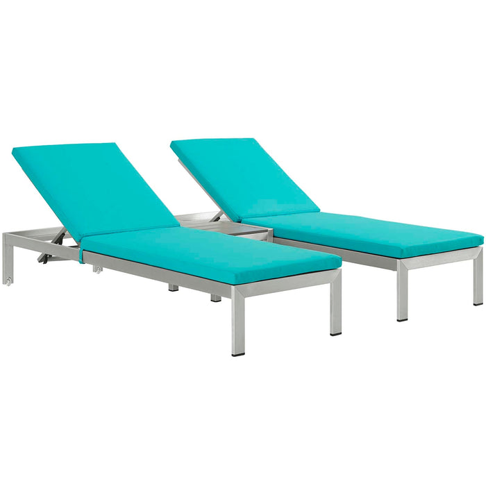 Shore 3 Piece Outdoor Patio Aluminum Chaise with Cushions - view 26