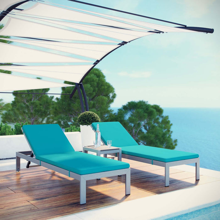 Shore 3 Piece Outdoor Patio Aluminum Chaise with Cushions - view 25