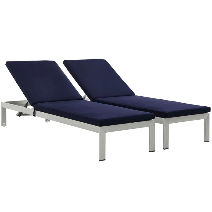 Shore Chaise with Cushions Outdoor Patio Aluminum Set of 2 - alternate angle view