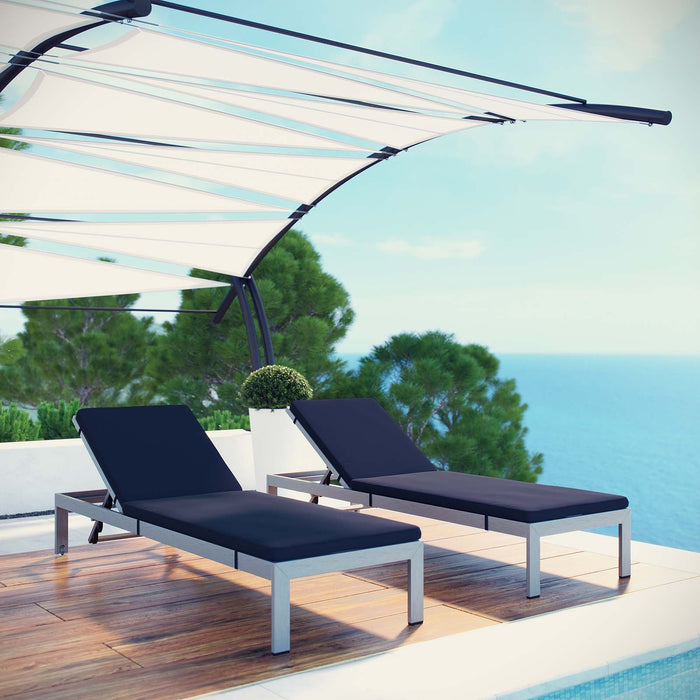 Shore Chaise with Cushions Outdoor Patio Aluminum Set of 2 - Modway \outdoor\chaise lounges