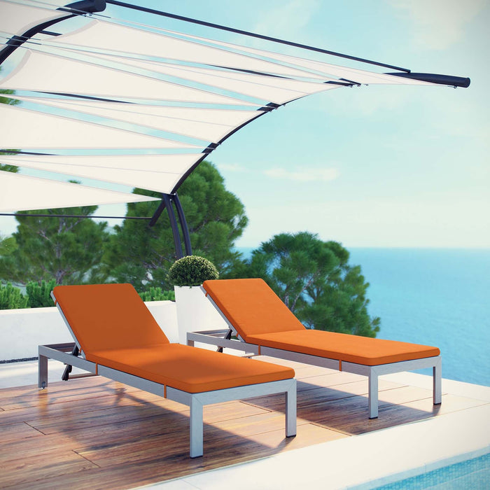Shore Chaise with Cushions Outdoor Patio Aluminum Set of 2 - view 7