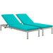 Shore Chaise with Cushions Outdoor Patio Aluminum Set of 2 - view 20