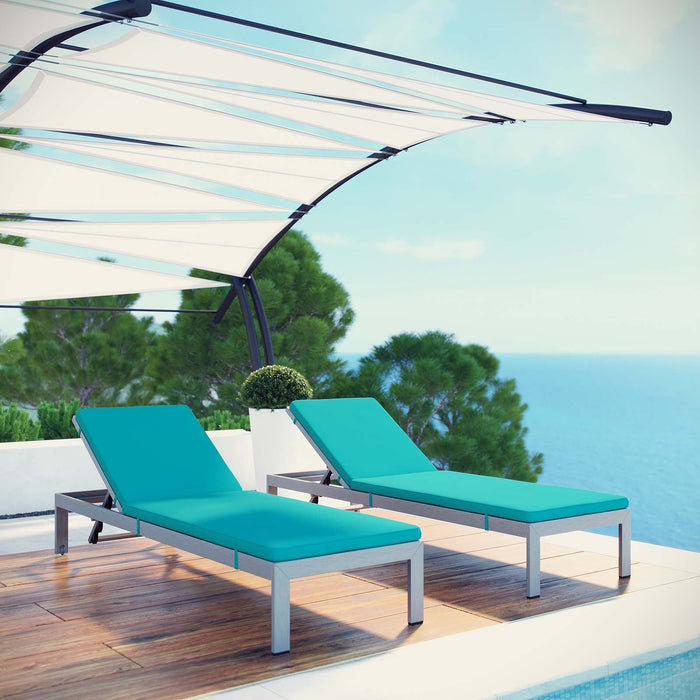 Shore Chaise with Cushions Outdoor Patio Aluminum Set of 2 - view 19