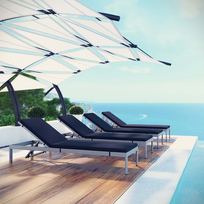 Shore Chaise with Cushions Outdoor Patio Aluminum Set of 4 - Modway \outdoor\chaise lounges