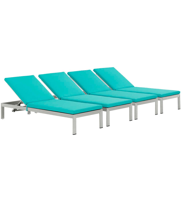 Shore Chaise with Cushions Outdoor Patio Aluminum Set of 4 - view 8