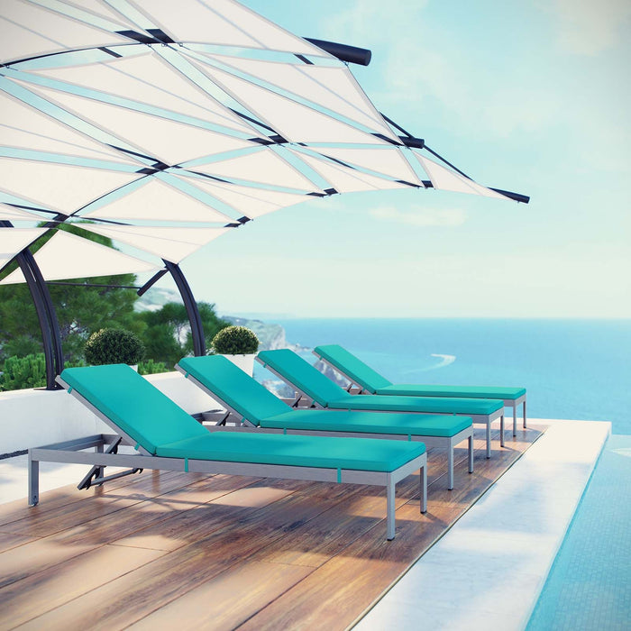 Shore Chaise with Cushions Outdoor Patio Aluminum Set of 4 - view 7