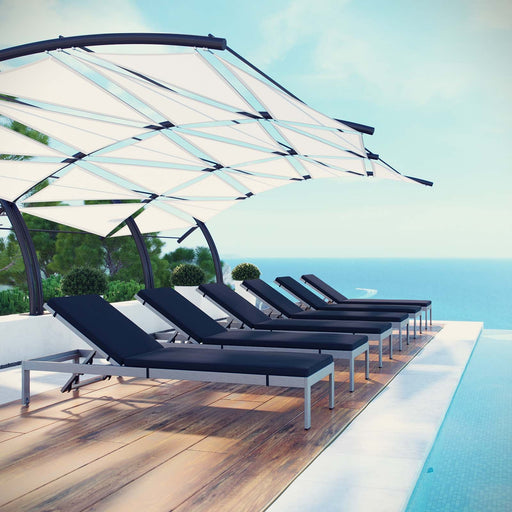 Shore Chaise with Cushions Outdoor Patio Aluminum Set of 6 by Modway - front view