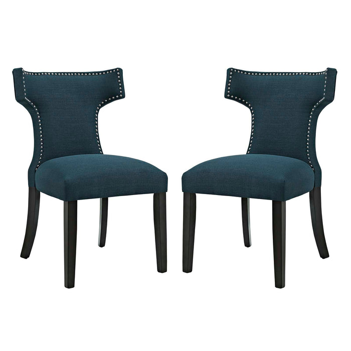 Curve Fabric Dining Side Chair Set of 2