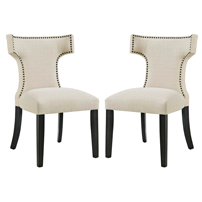 Curve Fabric Dining Side Chair Set of 2