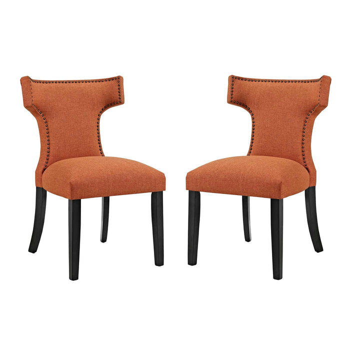 Curve Fabric Dining Side Chair Set of 2