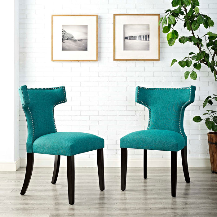 Curve Fabric Dining Side Chair Set of 2