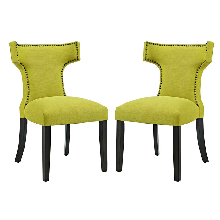 Curve Fabric Dining Side Chair Set of 2
