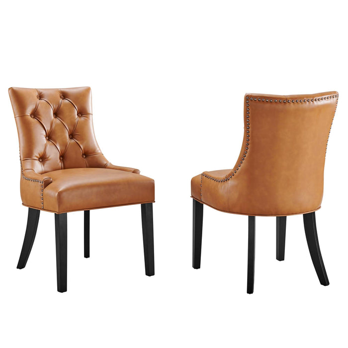 Modway Regent Dining Side Chair Vinyl Set of 2 in Black - Side View