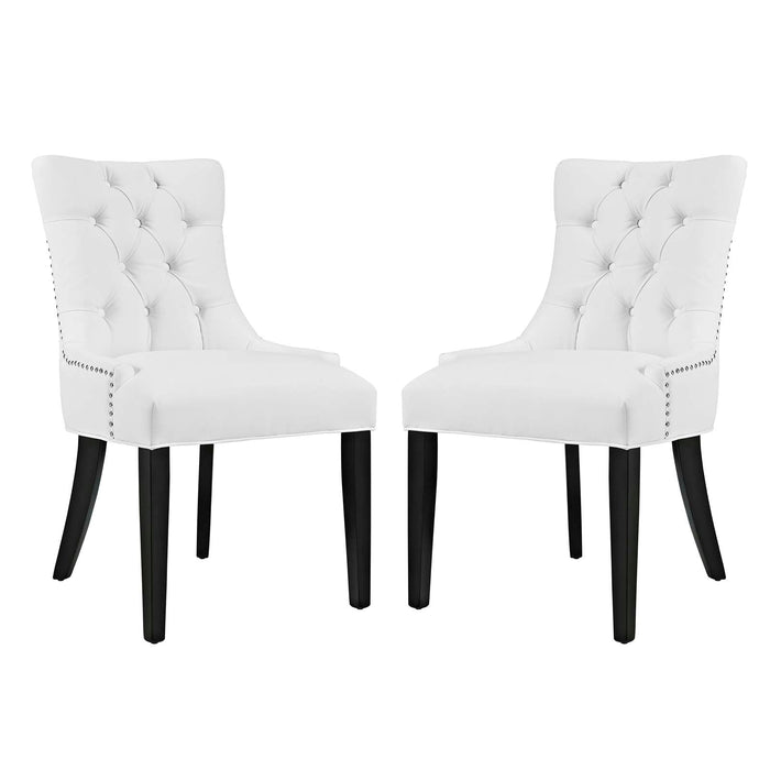 Modway Regent Dining Side Chair Vinyl Set of 2 in Black