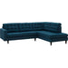 Empress 2 Piece Upholstered Fabric Right Facing Bumper Sectional - alternate angle view