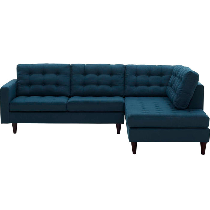 Empress 2 Piece Upholstered Fabric Right Facing Bumper Sectional - view 8