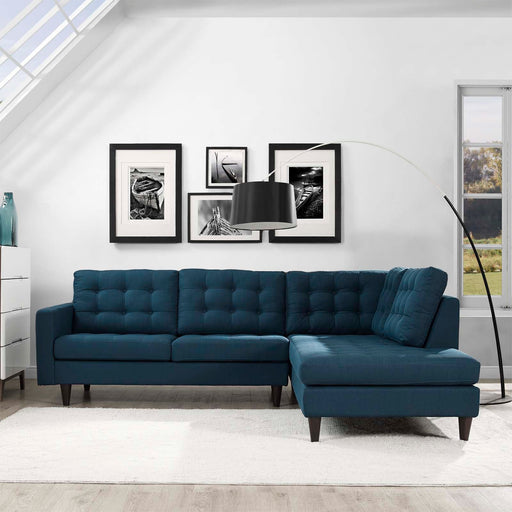 Empress 2 Piece Upholstered Fabric Right Facing Bumper Sectional - Modway \living\sectionals