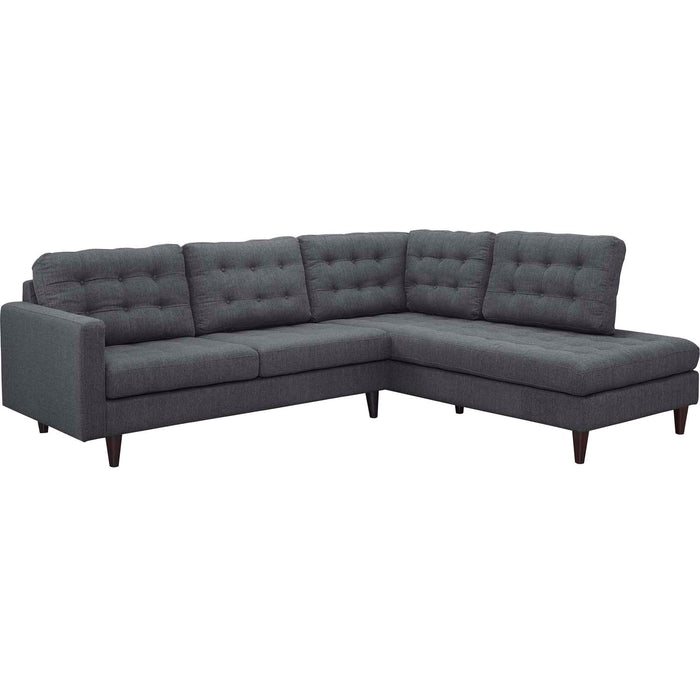 Empress 2 Piece Upholstered Fabric Right Facing Bumper Sectional - view 10