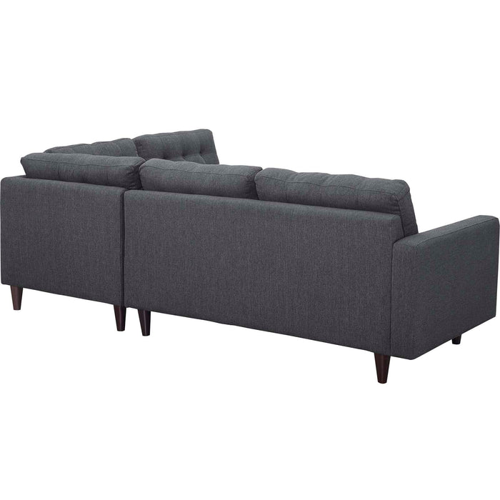 Empress 2 Piece Upholstered Fabric Right Facing Bumper Sectional - view 14