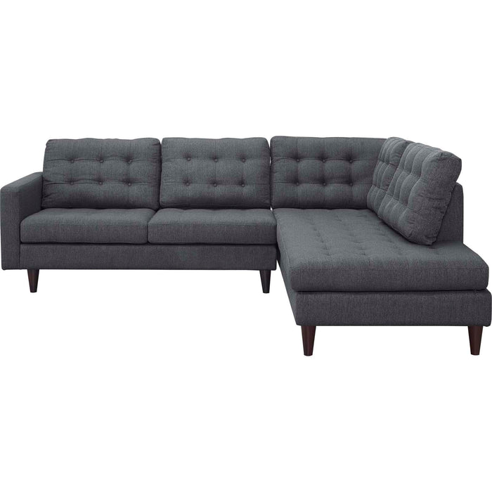 Empress 2 Piece Upholstered Fabric Right Facing Bumper Sectional - view 16