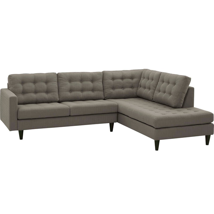 Empress 2 Piece Upholstered Fabric Right Facing Bumper Sectional - view 18