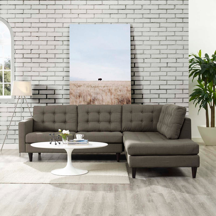 Empress 2 Piece Upholstered Fabric Right Facing Bumper Sectional - view 17