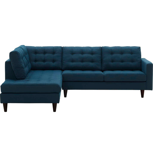 Empress 2 Piece Upholstered Fabric Left Facing Bumper Sectional Azure EEI-2798-AZU