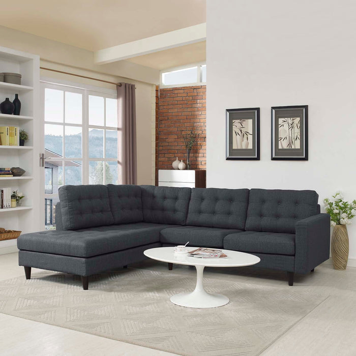 Empress Luxurious Button Tufted Upholstered Fabric Sectional Sofa Set for Elegant Living Spaces