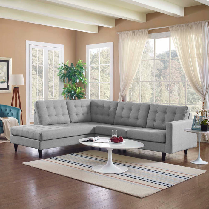 Empress Luxurious Button Tufted Upholstered Fabric Sectional Sofa Set for Elegant Living Spaces