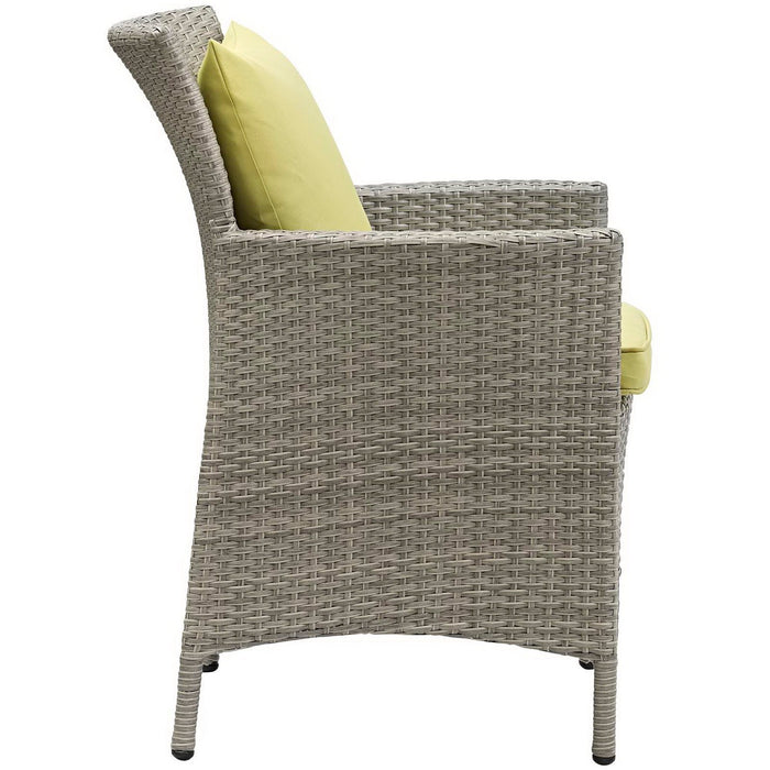 Conduit Outdoor Wicker Rattan Dining Armchair Light Gray Peridot