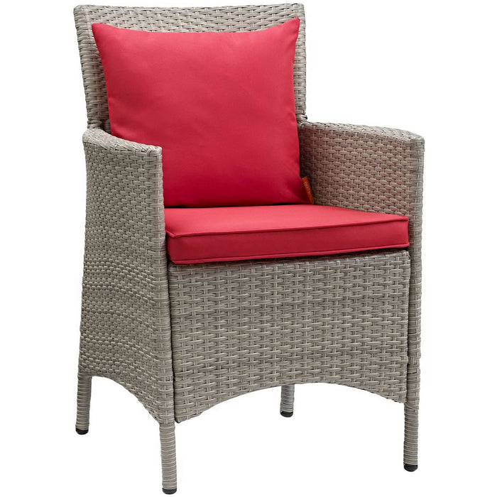 Conduit Outdoor Wicker Rattan Dining Armchair Light Gray Red