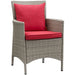 Conduit Outdoor Wicker Rattan Dining Armchair Light Gray Red