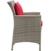 Conduit Outdoor Wicker Rattan Dining Armchair Light Gray Red