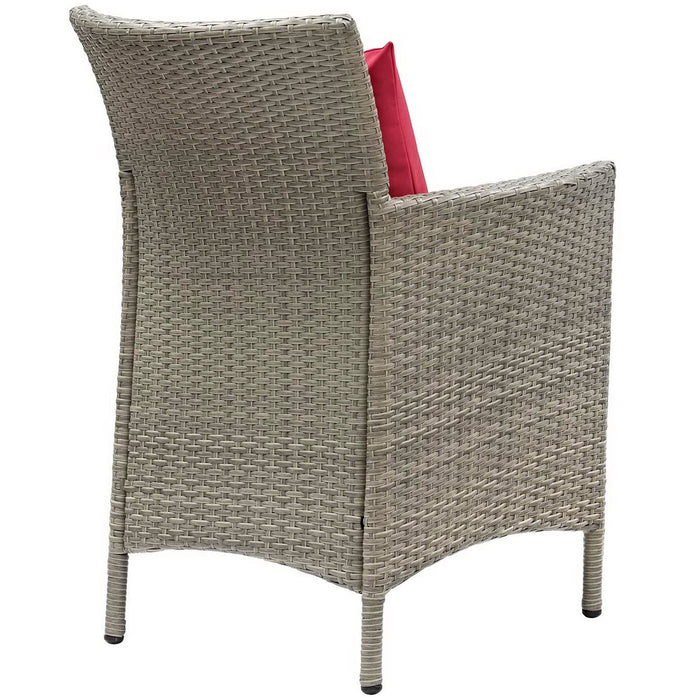 Conduit Outdoor Wicker Rattan Dining Armchair Light Gray Red
