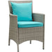 Conduit Outdoor Wicker Rattan Dining Armchair Light Gray Turquoise