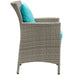 Conduit Outdoor Wicker Rattan Dining Armchair Light Gray Turquoise