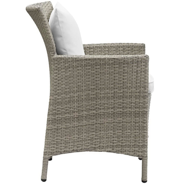 Conduit Outdoor Wicker Rattan Dining Armchair Light Gray White