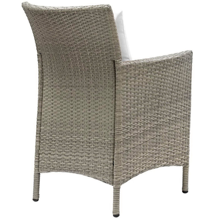 Conduit Outdoor Wicker Rattan Dining Armchair Light Gray White