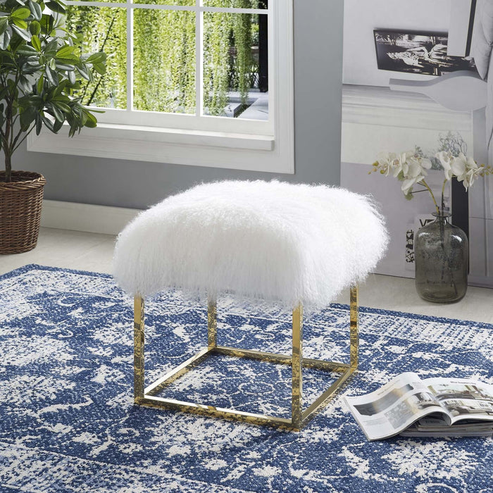 Anticipate Ottoman - Luxurious Velvet Upholstered Modern Seating with Stainless Steel Base & Cushion