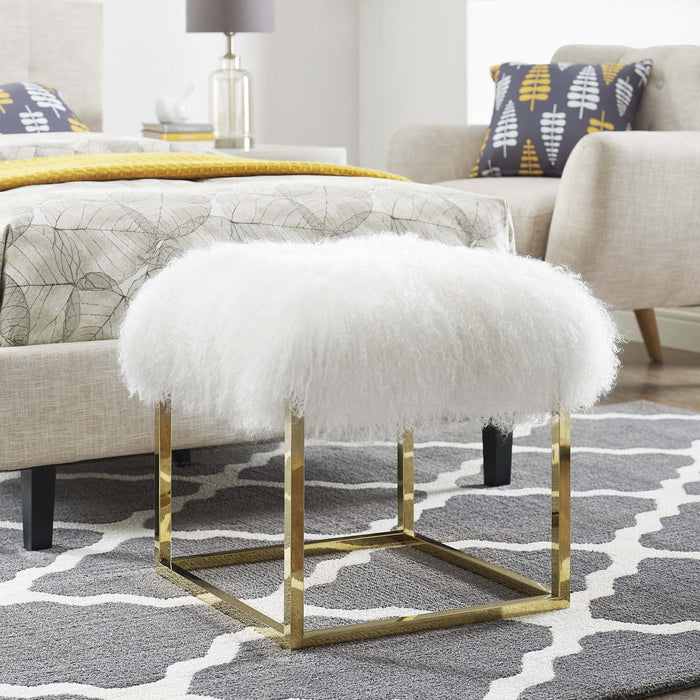 Anticipate Ottoman - Luxurious Velvet Upholstered Modern Seating with Stainless Steel Base & Cushion