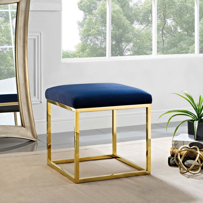 Anticipate Ottoman - Luxurious Velvet Upholstered Modern Seating with Stainless Steel Base & Cushion
