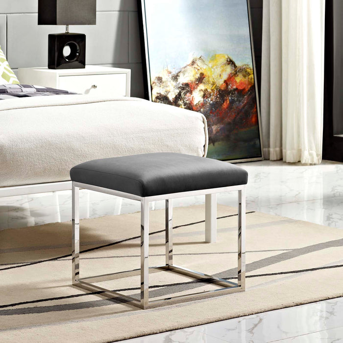Anticipate Ottoman - Luxurious Velvet Upholstered Modern Seating with Stainless Steel Base & Cushion